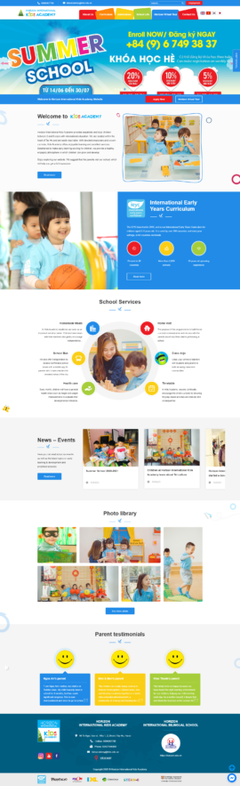 Website Trường mầm non Hoziron