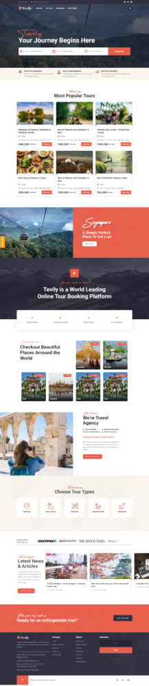 Website du lịch Tevily Travel