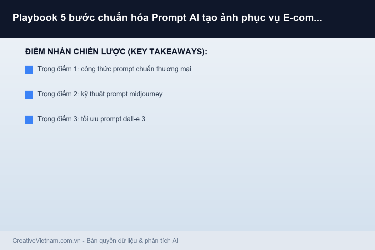 Playbook 5 bước chuẩn hóa Prompt AI tạo ảnh phục vụ E-commerce - Infographic & Key Takeaways