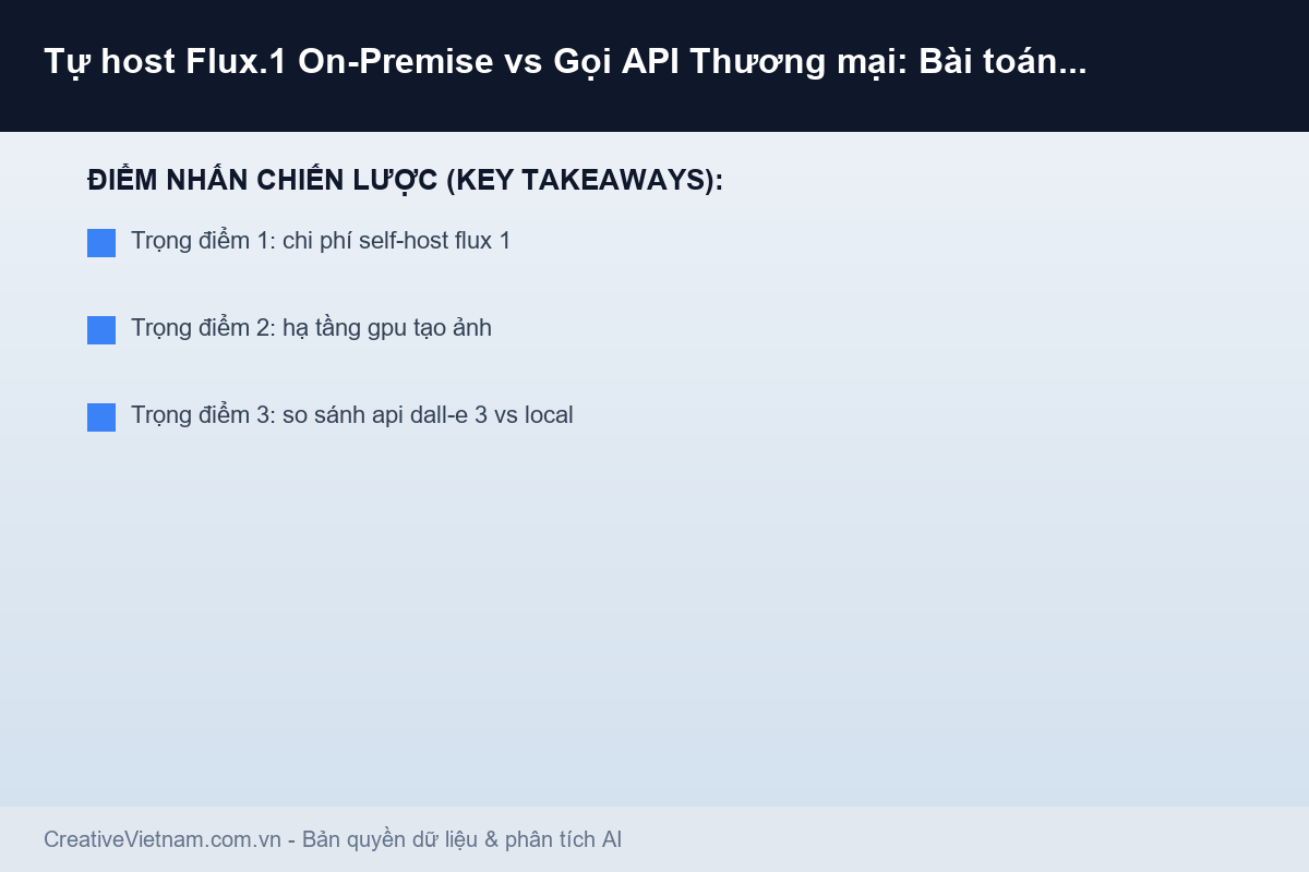 Tự host Flux.1 On-Premise vs Gọi API Thương mại: Bài toán hạ tầng - Infographic & Key Takeaways